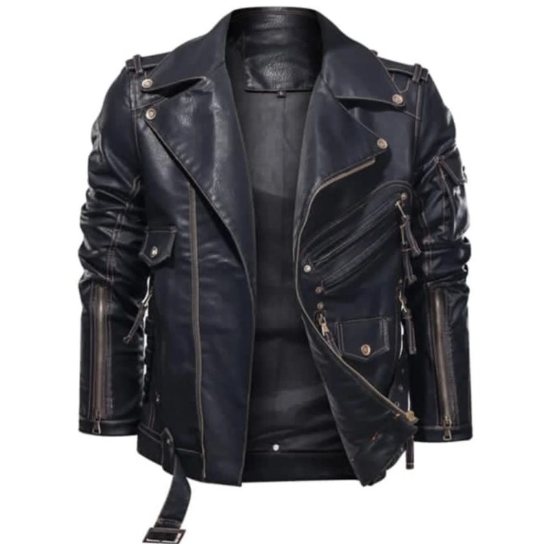 Men's Real Cowhide Premium Motorcycle Biker Leather Jacket - Etsy