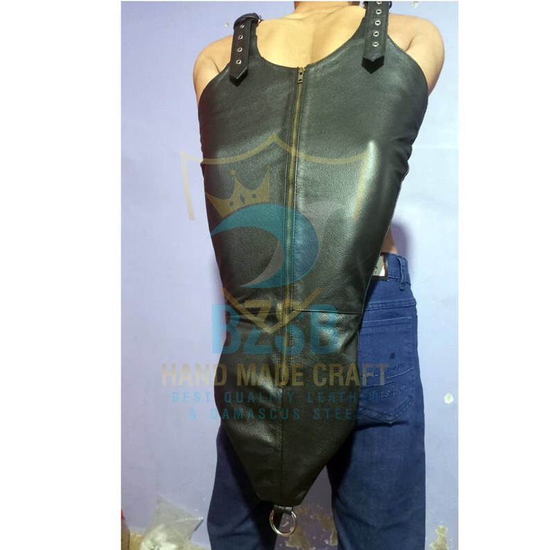 Real Genuine Leather Black Hand Binder for Men Play Cosplay Role Play