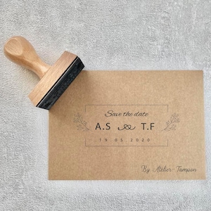 Tampon personnalisé en bois pour Mariage, Anniversaire, Baptême, Entreprise avec votre logo, Save the date, Wedding stamp