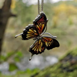 Pendant • Butterfly Decor • Baltic amber and silver