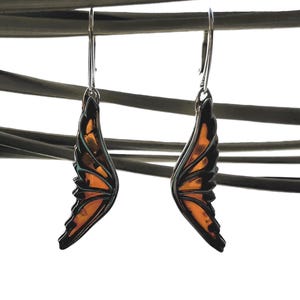 Earrings • Wings • Baltic amber and silver