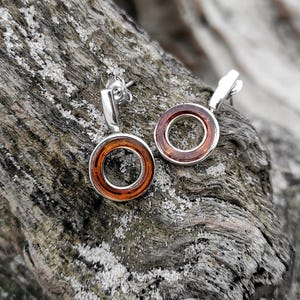 Circle earrings • Baltic amber and silver