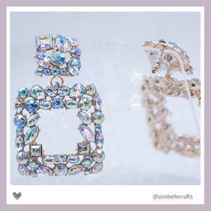Large Crystal Boho Door Knocker Earrings