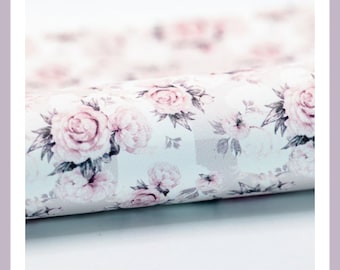 Pastel Pink & Grey Floral Faux Leather Sheet