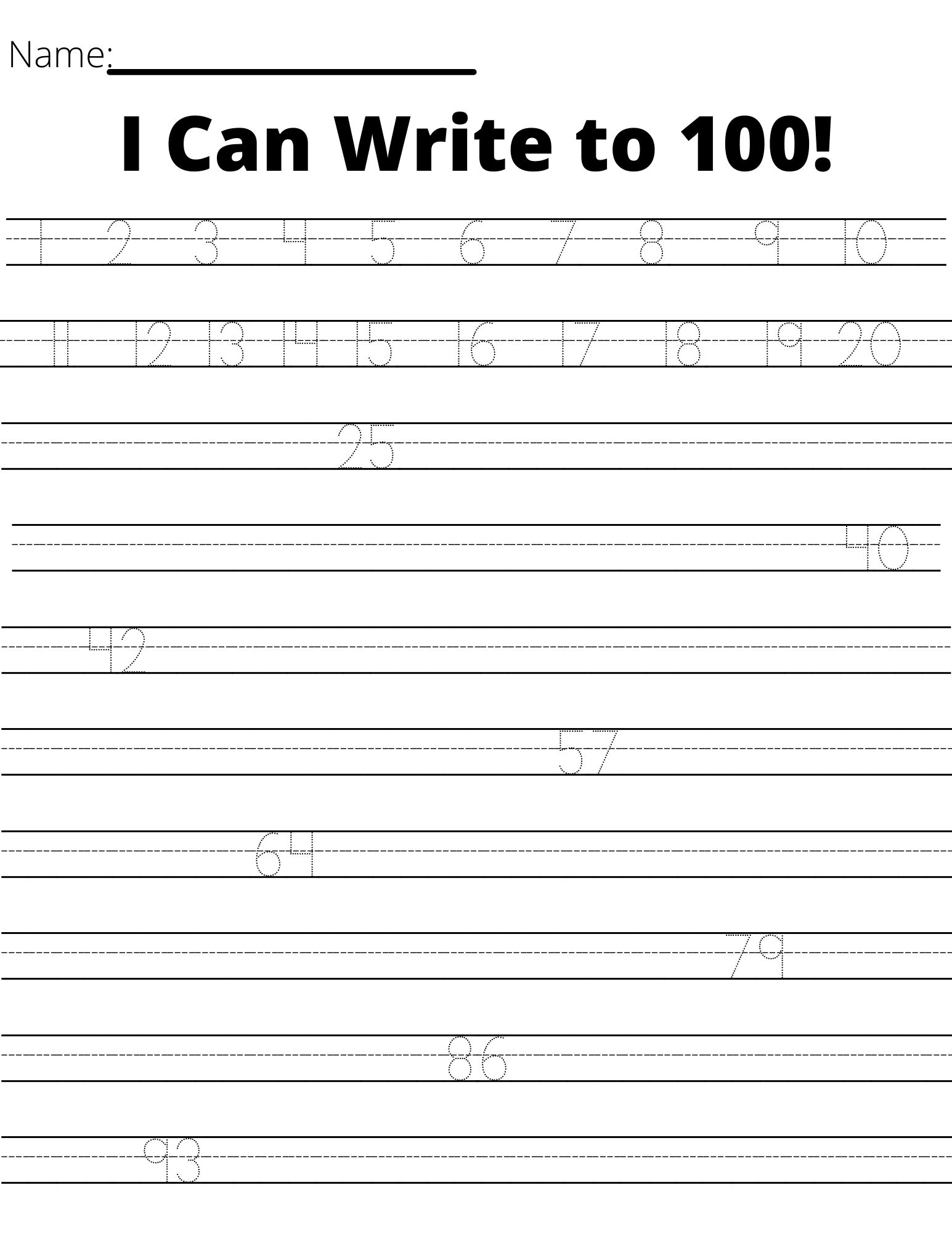 Kindergarten Writing Numbers Worksheet