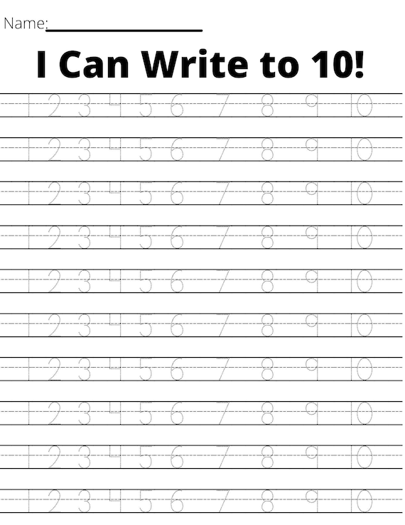 Tracing Numbers 1 10