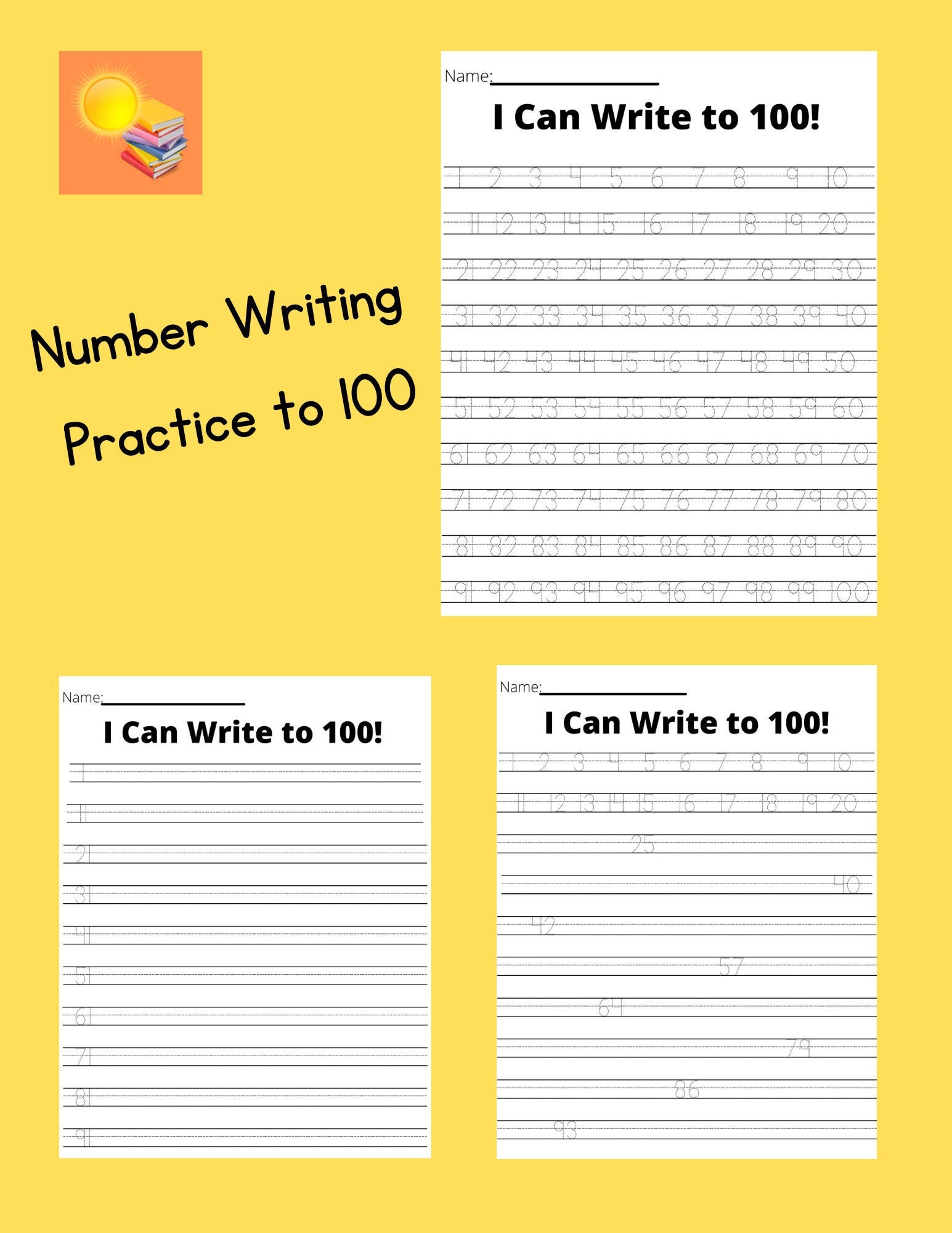 number writing kindergarten worksheet kindergarten math etsy