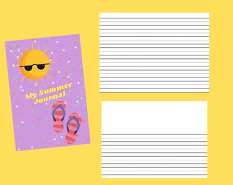 Summer Writing Journal/ Writing journal/ Printable Journal/ Writing Paper/ Lined Paper/ Writing Practice/ Creative Writing