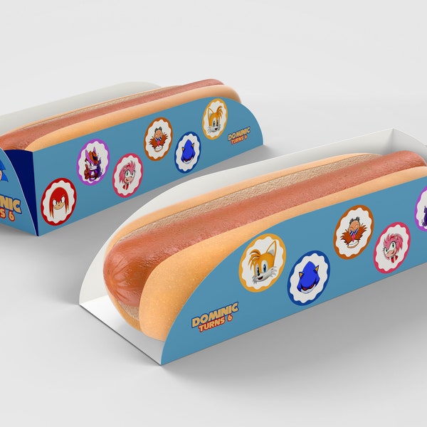 Sonic the Hedgehog Hot Dog Tray, Sonic Blue Birthday Party Printables