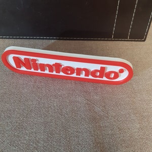 Nintendo logo sign 3D Printed video game accessory shelf & desk art