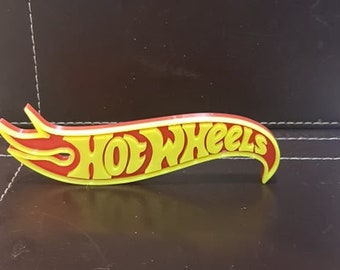 Hot Wheels Free Standing Logo - Red and Yellow 3d Printed 180mm long 55mm wide