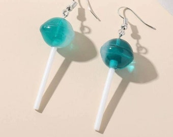 925 silver Lollipop kitsch 50s 60s candy kawaii cute drop dangle retro earrings 925 silver Lollipop kitsch 50s 60s candy kawaii cute drop dangle retro earrings