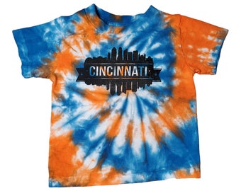 Cincinnati Queen City skyline short sleeve tie dye tshirt Adult Unisex S-3XL