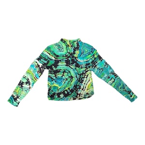 Malachite crystal reverse tie dye mockneck sweater