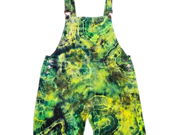 Acid Green Galaxy Tie Dye Mens Overalls Size 34