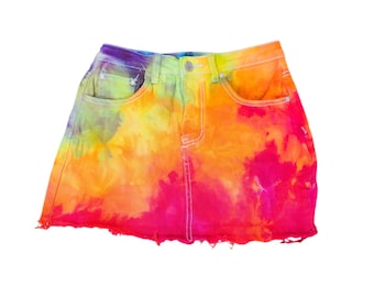 Rainbow Tie Dye Mini Skirt