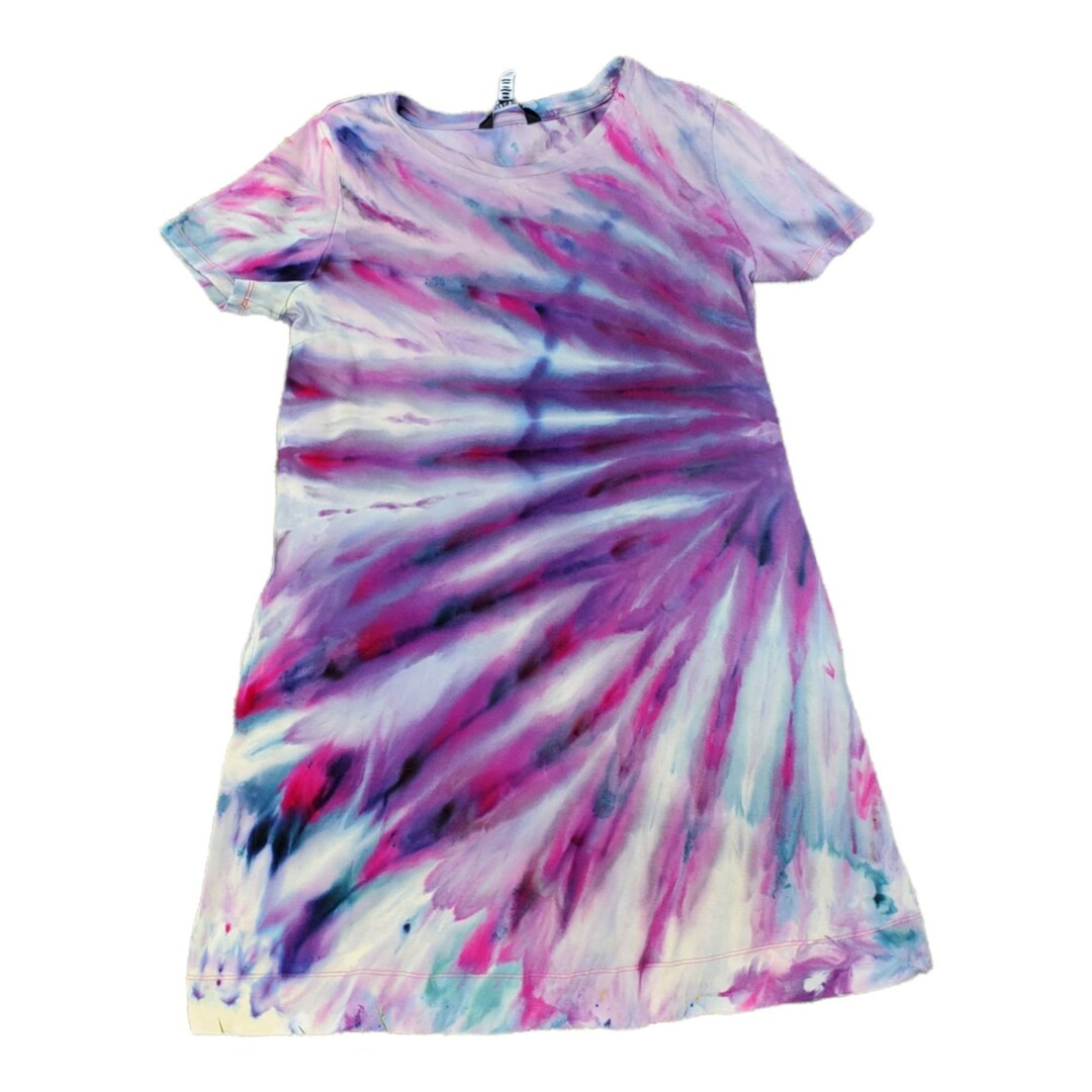 Upcyled Tie Dye Tshirt Dress With Pockets Purple and Pink Etsy