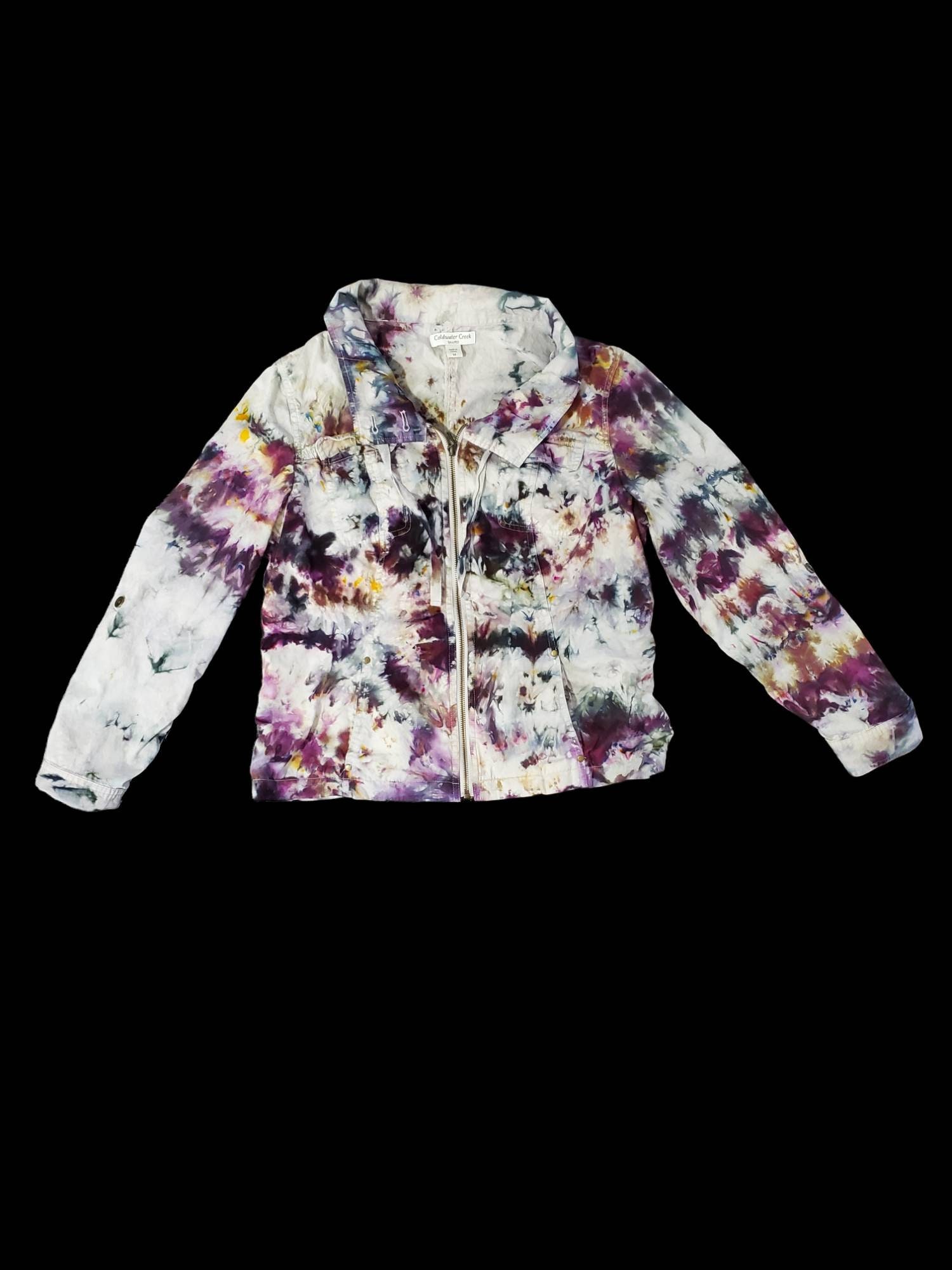 Upcycled Coldwater Creek Earthy Watercolor Tie Dye Jacket Womens Size 14 Etsy