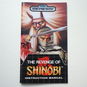 Handbuch für Genesis, handgefertigte Reproduktion des Handbuchs, Die Rache der Shinobi, Ersatzdokumente, Sega, Mega Drive, Beilage, Plattform
