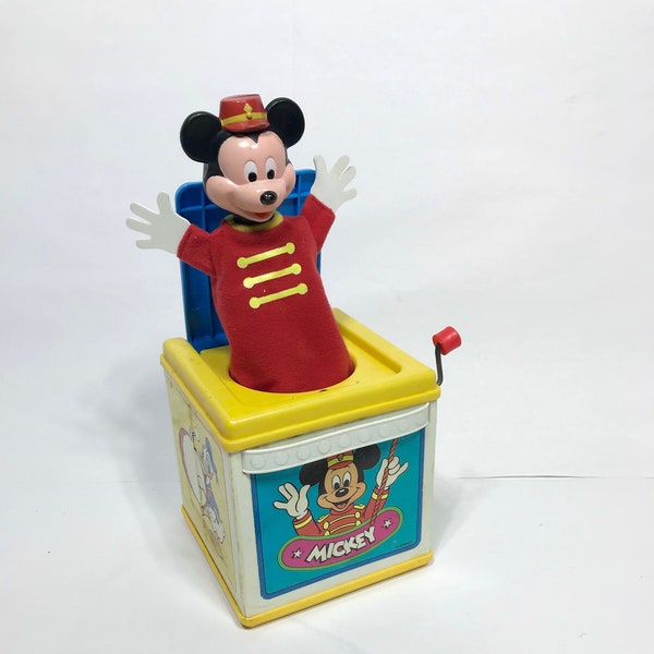VINTAGE 1987 Mattel WALT DISNEY Jack In the Box - Mickey - Minnie - Works