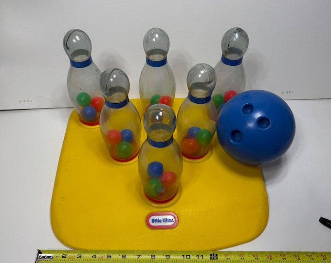 Vintage 1991 Little Tikes Clear Rattle 6 Pin & Blue Bowling Ball Set - Etsy