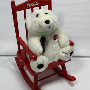 Vintage 1997 Coca Cola Animated Polar Bear Sitting in Rocking Chair