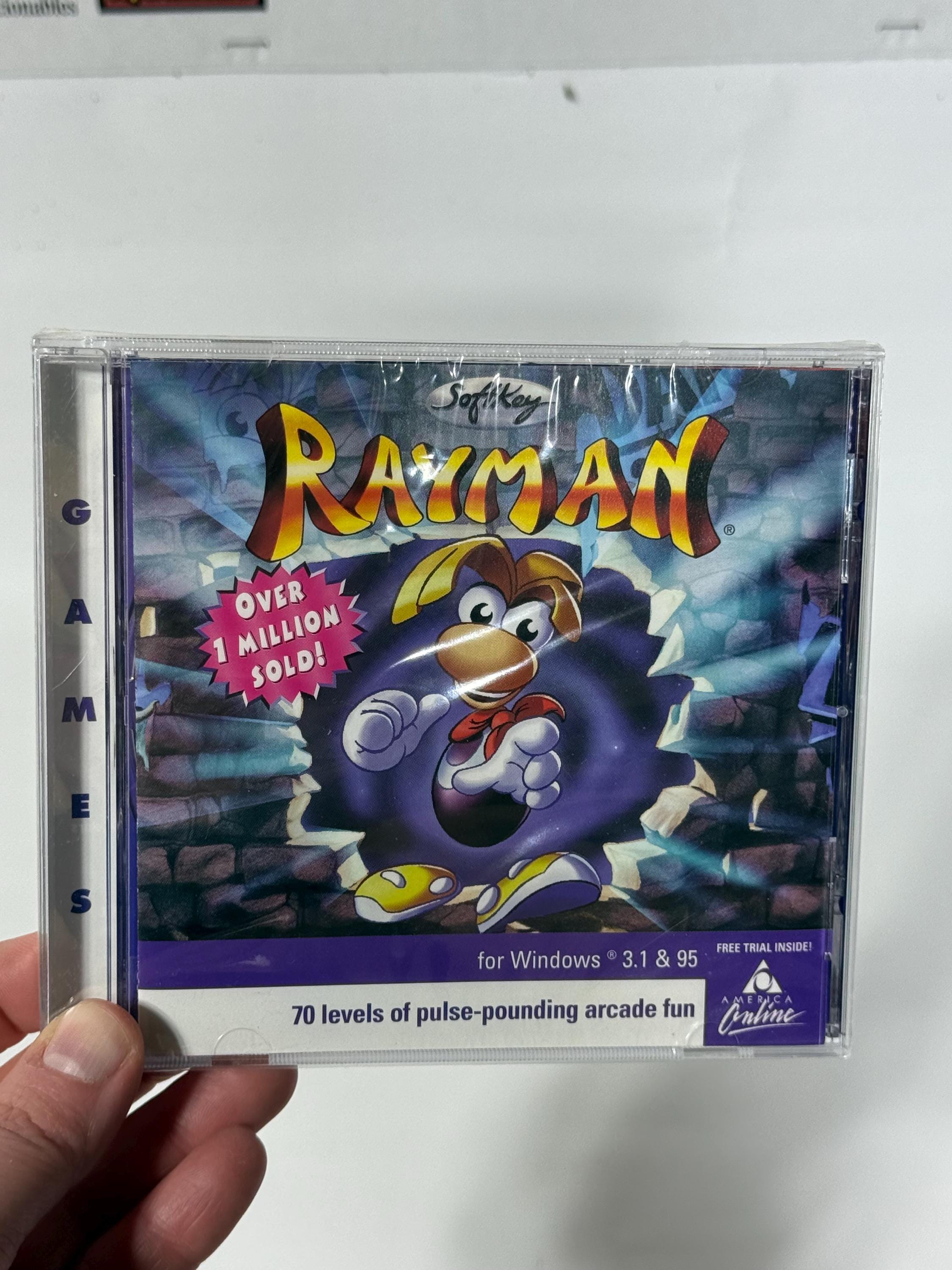 New - Sealed / Rayman PC Game for Windows 3.1 & 95 CD-Rom complete with AOL
