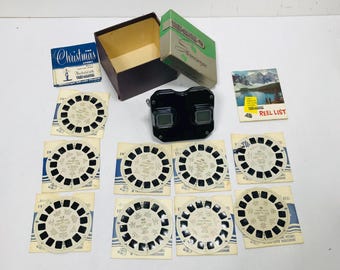 1940s Vintage Sawyers View Master Stereoscope W/ Box And 9 Reels - Excellent Condition
