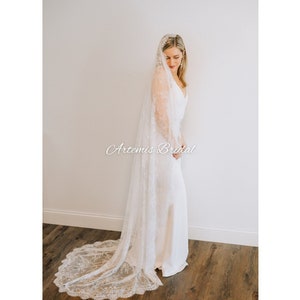 Lucille Mantilla Veil - Cathedral Wedding Veil, Embroidered Wedding Veil, Lace Wedding Veil, All Over Lace Wedding Veil