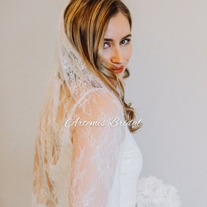 Lucille - Cathedral Wedding Veil, Embroidered Wedding Veil, Lace Wedding Veil, All Over Lace Wedding Veil