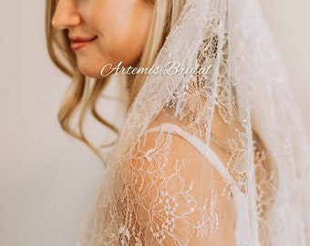 Florence - All over Lace Wedding Veil, Cathedral Wedding Veil, Embroidered Wedding Veil, Lace Wedding Veil