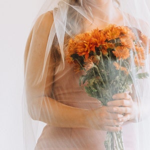 Handmade Tulle Cathedral Wedding Veil with Blusher (120&quot;)