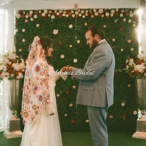 Gabrielle Veil - Allover Lace Veil Floral Veil Flower Veil Embroidered Veil 3D Flower Veil
