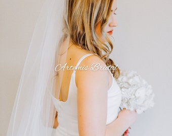 Kennedy -  Cathedral Wedding Veil, Extra Full Wedding Veil, Wedding Veil Fingertip, 108" Wide Tulle Veil