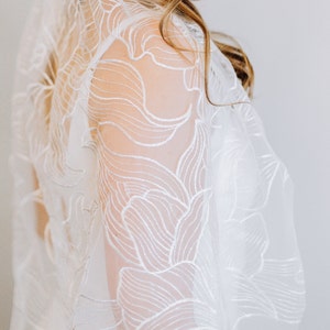Allover Lace Veil Allover Lace Wedding Veil Floral Wedding Veil Cathedral Wedding Veil Embroidered Weddigng Veil bride cape -The Margot Veil