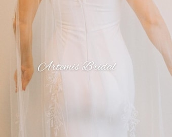 Floral Embroidered Wedding Veil - Selene Wildflower Design