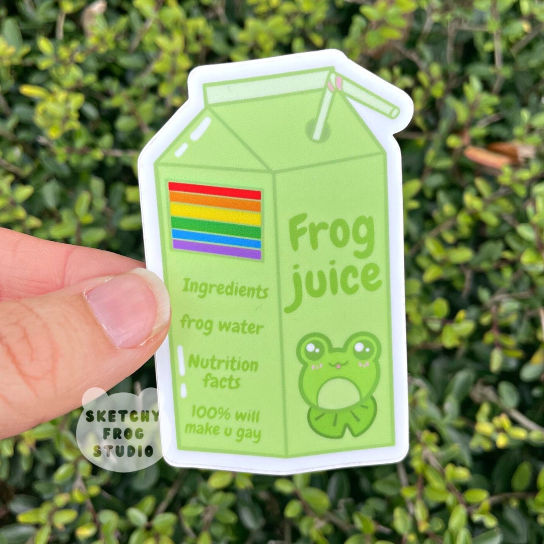 Frog Juice Box Matte Vinyl Sticker LGBTQ Sticker Gay Pride Sticker Juice Box Sticker Water