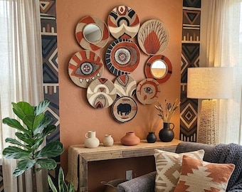 Juego de platos y cestas de pared tejidas estilo bohemio: Arte decorativo africano