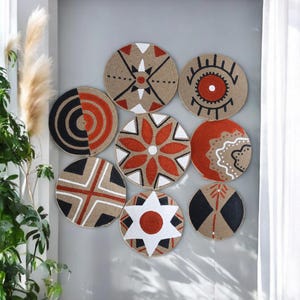 Handwoven Boho Wall Plate Set: Wicker Basket Decor
