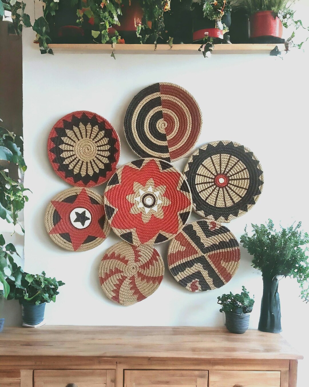 Handmade Woven Wall Basket Set: Boho Wicker Wall Decor - Etsy