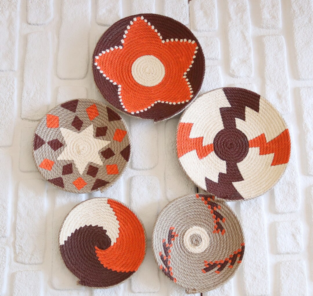 Boho Wall Decor, Wall Basket, Boho Wall Art, Bohemian Wall Decor, Hanger Wall Plate, Wicker ...