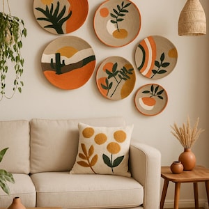 boho wall basket set, wicker wall decor, african wall basket plate, wall hangings, natural basket set, wall  basket plate, boho wall decor