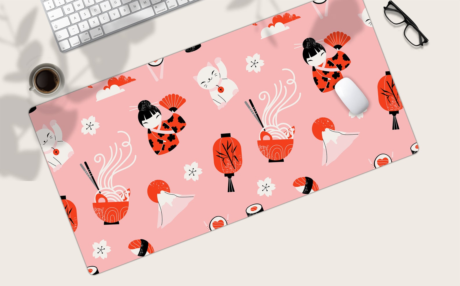 Japanese Desk Mat Pink Desk Mat Ramen Desk Mat Extra Large Etsy