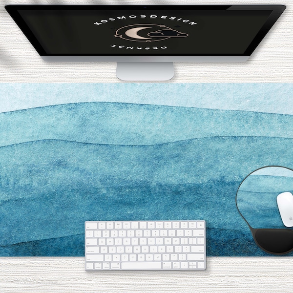 Turquoise Desk Mat, Office Desk Accessories, Computer Desk Mat, Large Desk Mat, Modern Desk Accessories, Wrist Rest Mouse Pad, Desk Pad