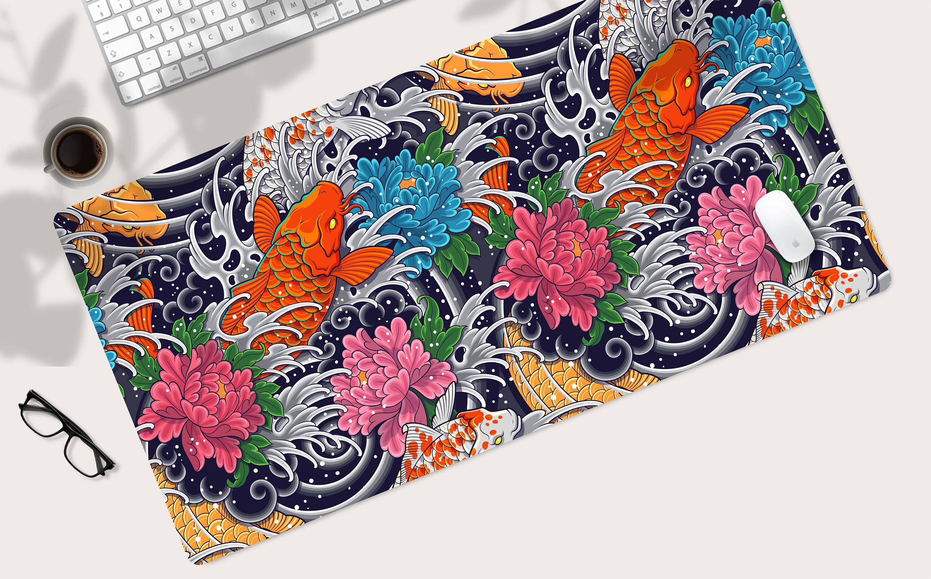 Japanese Desk Mat Koi Carp Desk Mat Anime Desk Mat Desk Mat Etsy