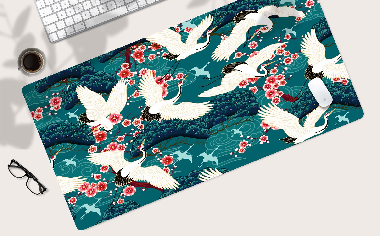 Japanese Crane Desk Mat Japanese Desk Mat Anime Desk Mat Etsy