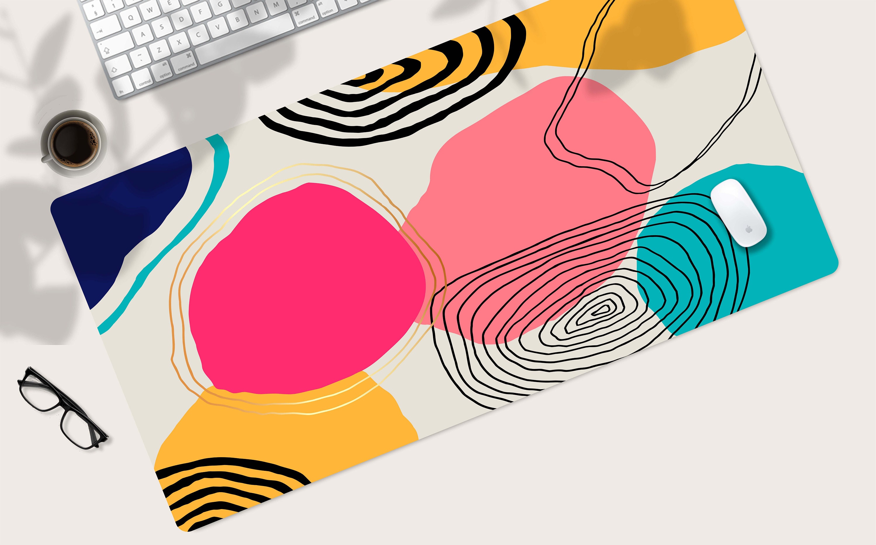 Boho Desk Mat Pastel Painting Desk Pad Mouse Pad Large Cute Etsy