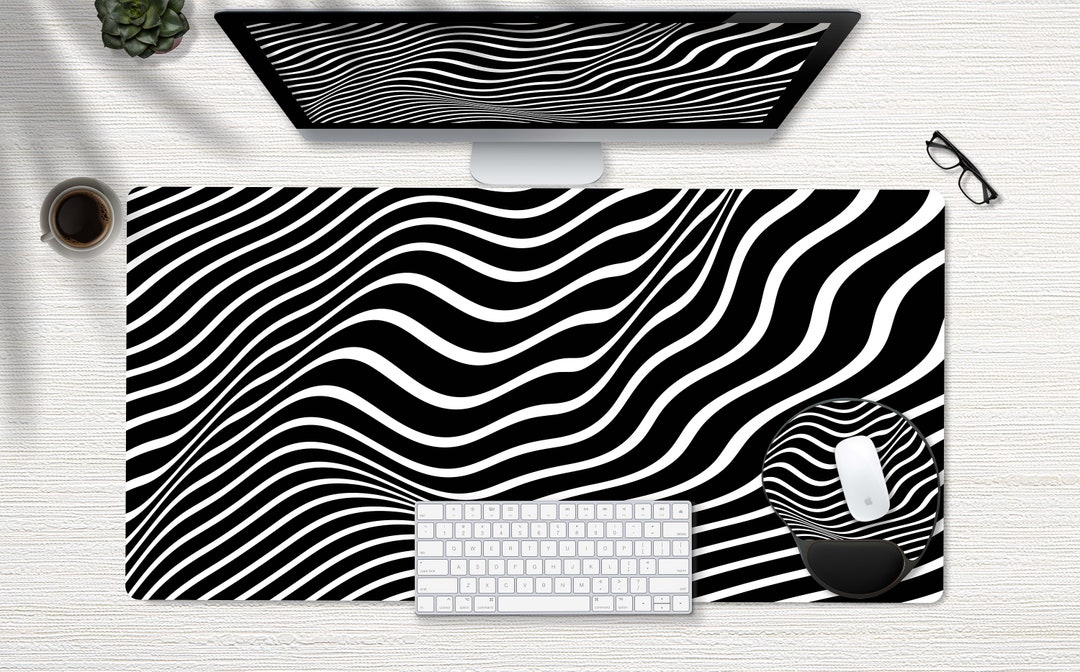 Zebra Print Desk Mat, Black and White Desk Mat, Aesthetic Desk Mat