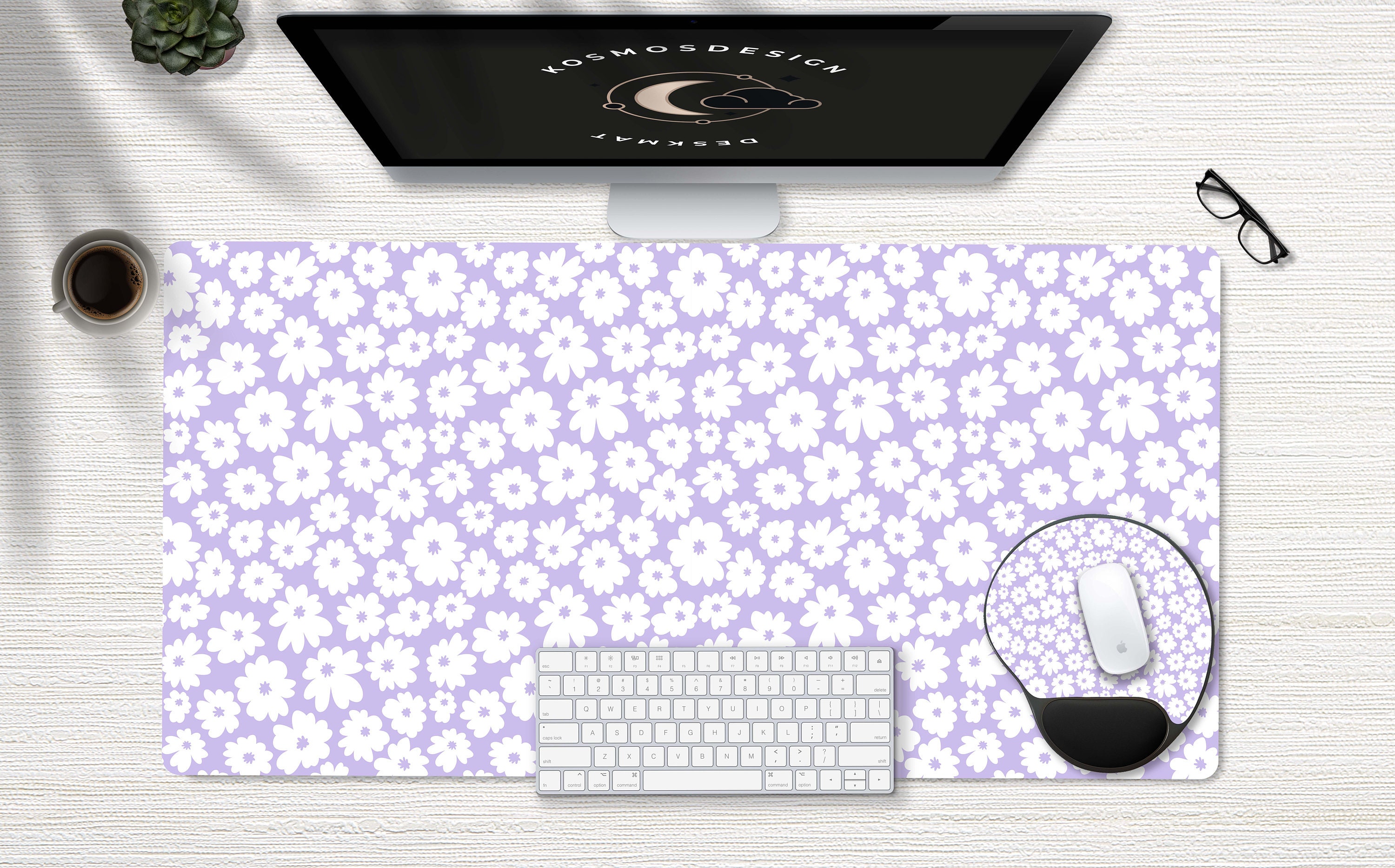 Purple Daisy Desk Mat Purple Desk Mat Cute Desk Mat Desk - Etsy