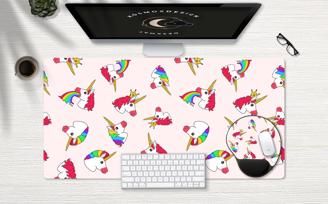 Cute Unicorns Desk Mat, Unicorn Desk Mat, Pink Desk Pad, Extra Large
